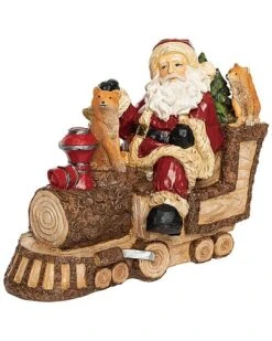 Resin 10.25in Multicolored Christmas Santa And Critters Train Decor Home