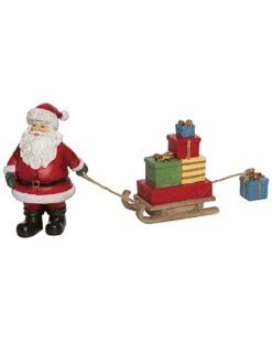 Resin 8.5in Multicolored Christmas Santa And Sleigh Decor Home