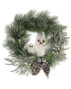 Foam 24.41in Christmas Acorn And Snowy Owl Wreath Home