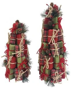Foam 17.72in Multicolored Christmas Gift Tree Decor Set Of 2 Home