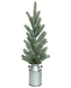 Artificial 24in Christmas Tree In Galvanized Milk Jug Home