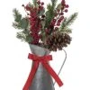 Artificial 19in Multicolored Christmas Twig Berry Eucalyptus Pitcher Arrangement Home