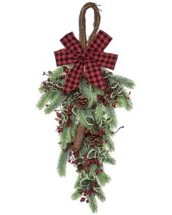 Metal 32in Multicolored Christmas Fir And Berry Drop Home