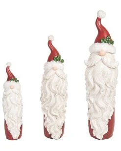 Resin 15.75in Multicolored Christmas Bearded Santas Set Of 3 Home