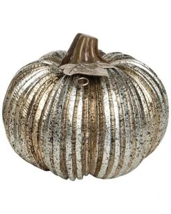Resin 6In Silver Harvest Pumpkin Decor Home