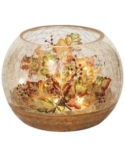 Glass 5.91In Multicolored Harvest Light Up Autumn Round Vase Home