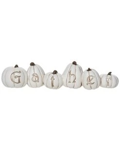 Resin 10.5in White Harvest Gather Pumpkins Decor Home