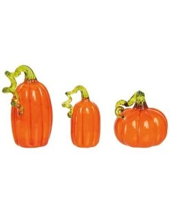 Glass 1.46in Orange Harvest Pumpkins Set Of 3 Home