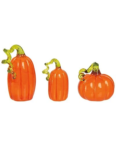 Glass 1.46in Orange Harvest Pumpkins Set Of 3 Home 3 Glass 1.46in Orange Harvest Pumpkins Set Of 3 Home
