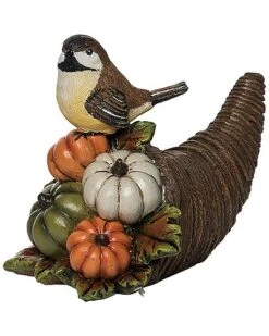 Resin 6.25In Multicolored Harvest Bird Cornucopia Home