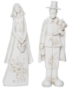 Resin 12In White Harvest Elegant Pilgrim Decor Set Of 2 Home