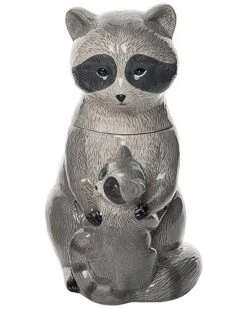 Ceramic 9.75In Grey Harvest Critter Candy Jar Home