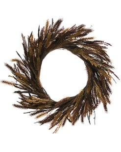 Artificial 24in Brown Fall/Harvest Wheat Wreath Home