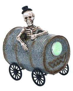 Resin 5in Silver Halloween Light Up Musical Barrel Figurine Home