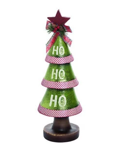 Resin Large Green Christmas HO-HO-HO Tree Home