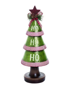 Resin Small Green Christmas HO-HO-HO Tree Home