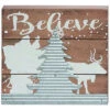 Wood White Christmas Accent Block Home