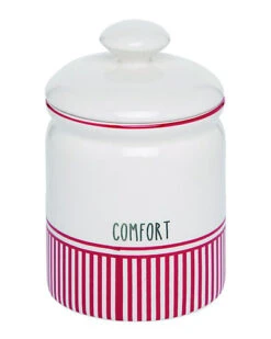 Dolomite Red Christmas Snow Stripes Cookie Jar With Lid Home