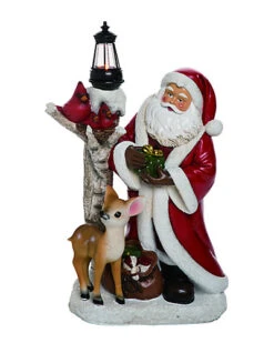 Resin Red Christmas Light Up Santa With Deer Home