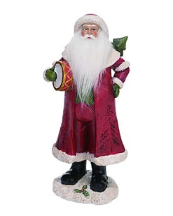 Resin Medium Red Christmas Soft Beard Traditional Santa Figurine Home