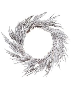 Artificial 24In White Harvest Snowy Autumn Wreath Home