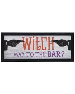 Wood 19.7In Multicolored Halloween Layered Witch Bar Wall Decor Home