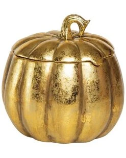 Ceramic 6.57In Gold Harvest Pumpkin Container Home