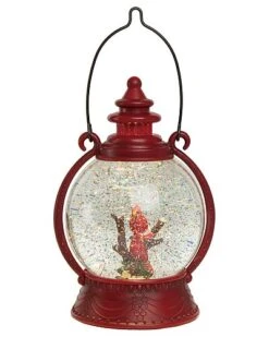 Artificial 10in Multicolored Christmas Light Up Cardinal Lantern Home