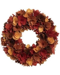 Foam 15.75In Multicolored Harvest Wood Curl Wreath Home