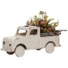 Metal 17.5In White Harvest Truck With Harvest Floral Decor Home
