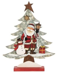 Wood 14.75in Multicolored Christmas Tree Decor Home
