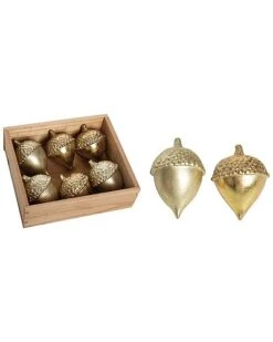 Resin 5.75In Gold Harvest In Acorn With Display Set Of 6 Home