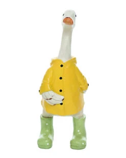 Resin 12in Yellow Spring Duck With Rainboat & Boots Home