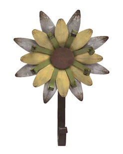 Metal 9in Yellow Spring Garden Flower Hook Home