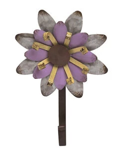 Metal 9in Purple Spring Garden Flower Hook Home