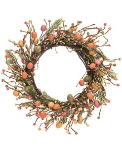Wood 20in Multicolor Easter Pastel Egg Wreath Home