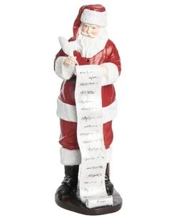 Resin 14.75in Multicolored Christmas Santa With List Decor Home