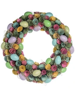 Large Rosette Egg Wreath Home