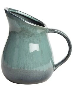 Ceramic 7.8In Green Harvest Stoneware Moody Glazed Pitcher Home