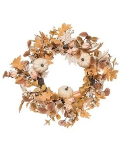 Fabric/Canvas 24In Multicolored Harvest Warm Fall Wishes Wreath Home