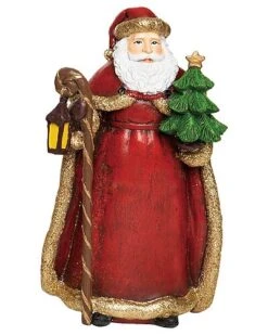 Resin 9in Multicolored Christmas Gilded Santa Figurine Home