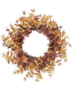 Fabric/Canvas 26In Brown Harvest Yellow Eucalyptus Wreath Home