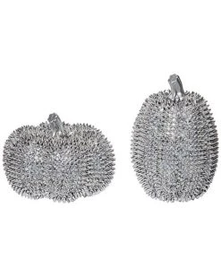 Foam 9.84In Silver Halloween Stud Pumpkins Set Of 2 Home
