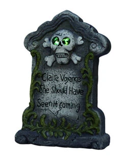 Resin 17in Gray Halloween Light Up Gravestone Home
