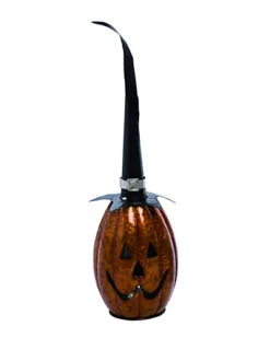 Metal 27in Orange Halloween Jack-O-Lantern With Tall Hat Home