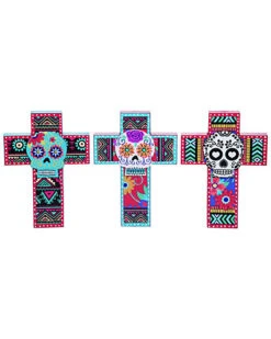 Wood 10in Multicolor Halloween Dimensional Cross Set Of 3 Home