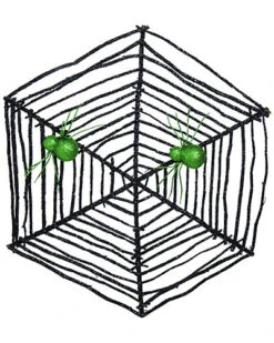 Wood 24in Black Halloween Twig Glitz Spider Web Decor Home