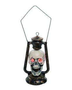 Foam 10in Halloween Skull Light Up Lantern Black Home