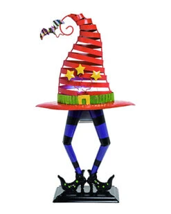 Metal 28in Multicolor Halloween Light Up Witch Hat With Legs Home