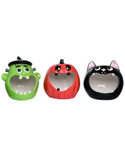 Dolomite 9in Multicolor Halloween Big Mouth Candy Bowl Set Of 3 Home